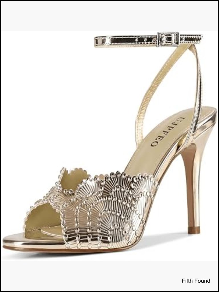 Rhinestone High Heels Ankle Strap Open Toe Stiletto Buckle Heels Wedding Dressy